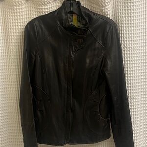 Soia x Kyo Women's Dark Brown Leather Jacket Sz M